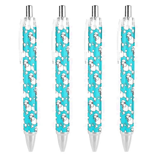 Zenladen0010 Poodle Dogs and Paw Retractable Roller Ballpoint Pens Blue Ink Smooth Writing 0.5mm Pack of 1/2/4 4 PCS