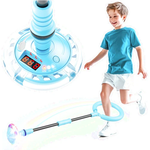 Flooyes Skip Ball for Kids, Ankle Skip Ball Toy with Counter, Timer and Cal Calculator, Boys Christmas Birthday Gifts for Age 6 7 8 9 10+, Rechargeable Colorful Flash Wheel Skip Ball for Boys