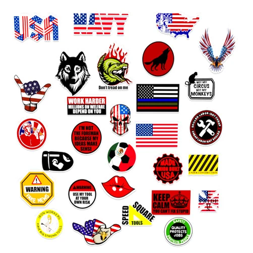 BITEXPRESS Funny Stickers for Adults - 100PCS Hard Hat Stickers for Tool Box, Welding Helmet, Construction, Electrician, Mechanic - Waterproof Vinyl Stickers for Blue Collar Men