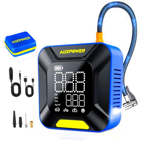 Auxpower Tire Inflator Portable Air Compressor, Powerful 150PSI & 4X Faster Inflation, Cordless Air Pump with 28mm Cylinder, Tire Pump with 7800mAh Battery &12V DC Corded for Car/Motor/Bike/Ball