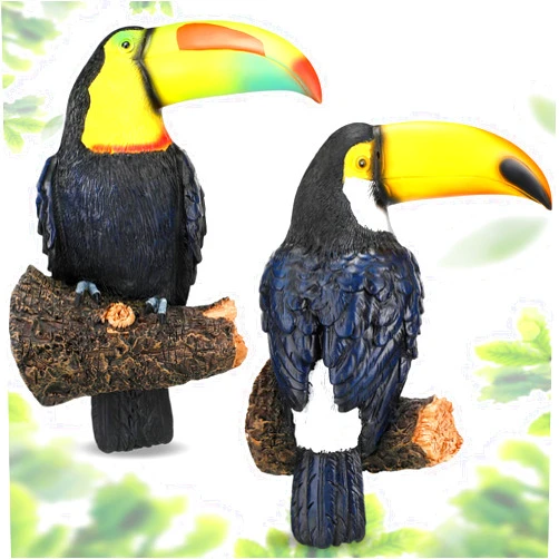 Jetec 2 Pieces Toucan Tree Hugger Tree Decor Hanging Garden Statue 11.4 Inches High Multicolor Resin Tropical Animal Lawn Exotic Bird Sculpture Tree Decoration for Lawn Porch Yard Patio