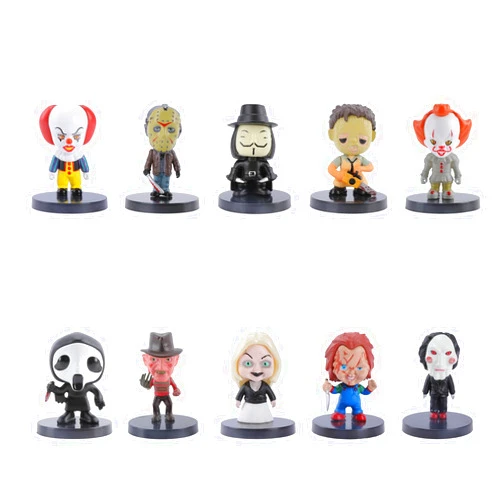brableewear Horror Movie Anime Action Figure Halloween Zombie Statues Scary Toys Horror Killer Set Michael Myers Freddy Jason Action Figures Home Decor Collectible