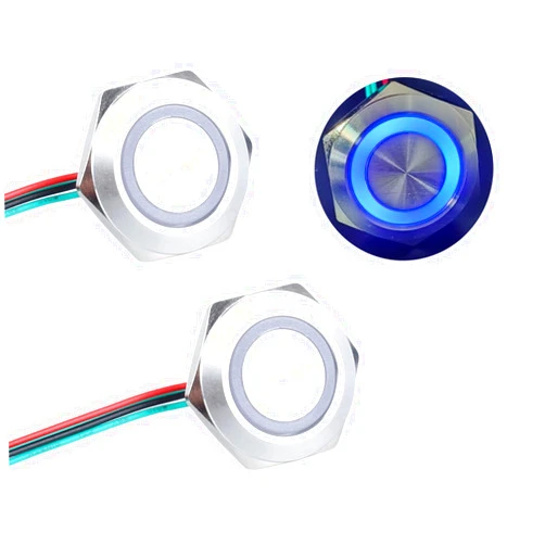 DMWD Metal Momentary Push Button Switch Super Short with Pre-Wired Cable 12V-24V (ON)-Off 4Pins 1NO 3/4