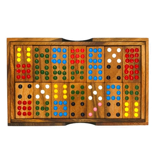 NUTTA - Dominoes Wooden Game 56 Tiles Classic Board Games Set for Adults and Teens Fun Indoor Outdoor Travel Camping Decorate Table Top Living Room Coffee Table Decor (Domino 56 Tiles)