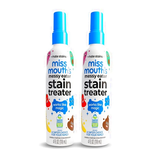 Miss Mouth's Messy Eater Stain Treater Spray - 4oz 2 Pack Stain Remover - Newborn & Baby Essentials - No Dry Cleaning Food, Grease, Coffee Off Laundry, Underwear, Fabric