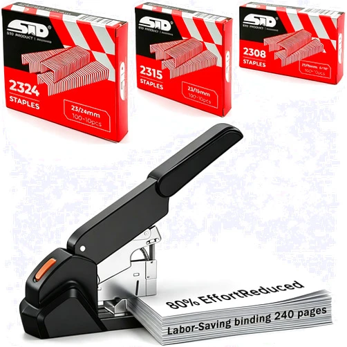 ZXFUTURE Heavy Duty Stapler, Industrial Grade, 240 Page Capacity, Ergonomic, Effortless, Extra Large Desktop Stapler, Suitable for Offices and classrooms, Anti-Jamming Metal Construction, Includes Staples.