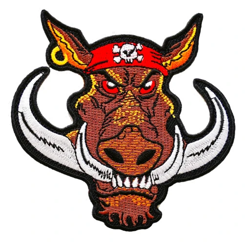 Graphic Dust Warthog Boar Embroidered Iron On Patch Pig Animal Wildlife Jungle Backpack Camping