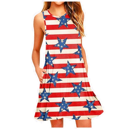 Yesunpxs Summer Dresses for Women 2024 Printing Round Neck Cover Up Tshirt Sundress Sleeveless Resort Wear Tank Dress