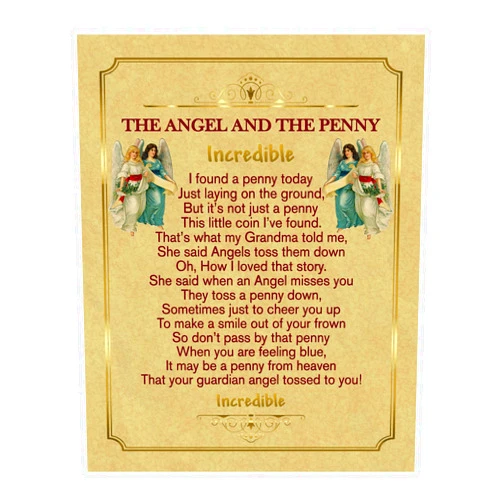 AMERICAN LUXURY GIFTS The Angel And The Penny- Inspirational Wall Art Print- This Handmade Spiritual Wall Decor Print Makes Ideal Wall Art Decor For Living Room Decor, Office, Church & Faithful Gift, Unframed - 8x10”
