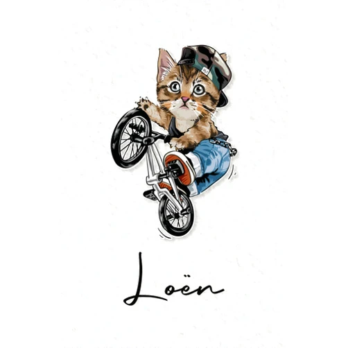 French Edition by Lewis Mani FoR Edition (Author) Loën: Cahier personnalisé avec prénom Loën | Cadeau d'anniversaire pour enfant, garçon, homme, copain ... | Chat à bicyclette | 110 pages lignée, ... pouces (15,24 x 22,86 cm) (French Edition)