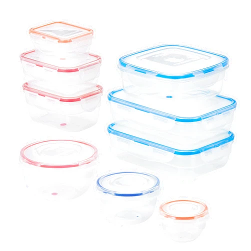 LocknLock LOCK & LOCK Easy Essentials Color Mates Food Storage lids/Airtight containers, BPA Free, 18 Piece, Clear