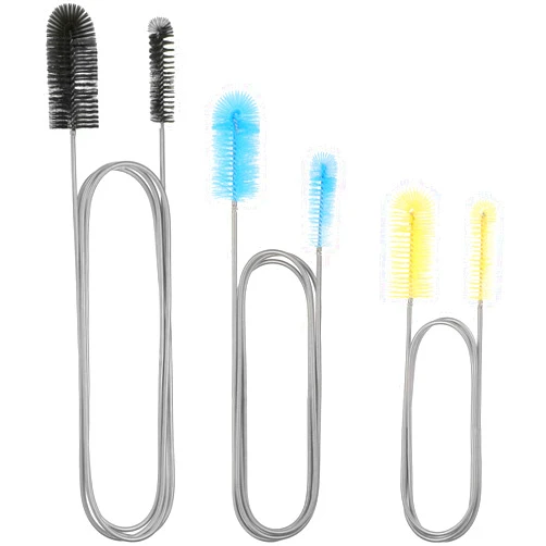 Patelai 3 Pieces Aquarium Filter Hose Brush Stainless Flexible Tube Cleaning Long Brush Double-Ended Bent Pipe Cleaner Steel Spring for Lab Fish Tank Aquarium, 3 Color(61.02 inches, 78.74 inches)