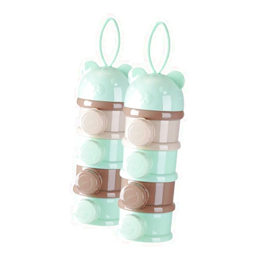 Toddmomy 2pcs Portable Formula Dispenser with Stackable Transparent Compartments Non-spill Milk Powder Container for Travel The-go Feeding Lightweight Snack Storage Box