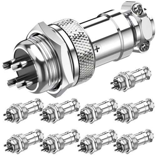 DIYhz GX16 4 Pins Panel Metal Mount Circular Metal Aviation Connector Adapter Male Female Plug Socket - 10 Pcs
