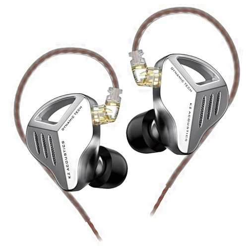 Linsoul KZ ZVX 10mm Dual Cavity Super Linear Dynamic Driver HiFi in-Ear Earphones with Detachable 0.75mm Recessed 2pin Silver-Plated Cable for Audiophiles Musician (Silver, Without Mic)