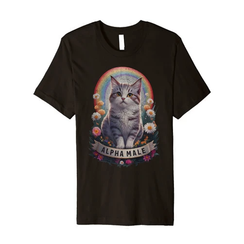 Utterly Oddly Specific Meme Apparel For Him Mens Alpha Male Cat Men Cute Kitten Funny Cottagecore Outfit Premium T-Shirt