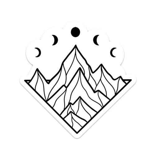 EMBLAZIFY Mountains with Moon Phases Sticker Travel Outdoor Sticker Adventure Camping Sticker Nature Hiking Sticker Waterproof Vinyl Decals for Water Bottle Tumbler Journal Phone Wild Life Wanderlust Sticker