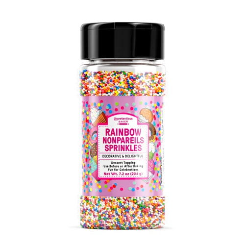 Unpretentious Rainbow Nonpareils Sprinkles (1 Cup), Perfect for Festivities, Multi-Use Shaker Bottle, Dessert Decorating