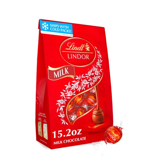 Lindt LINDOR Milk Chocolate Candy Truffles, Milk Chocolate with Melting Truffle Center, 15.2 oz. Bag
