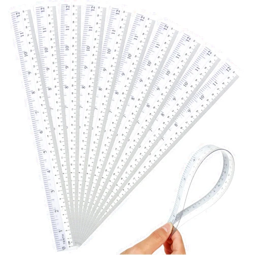 AConnet 36 Pack Clear Flexible Ruler 12 Inch Plastic Ruler Shatter Resistant Straight Ruler Bendable Flexible Clear Ruler with Inches and Centimeters for Student Teacher School Office and Home Use