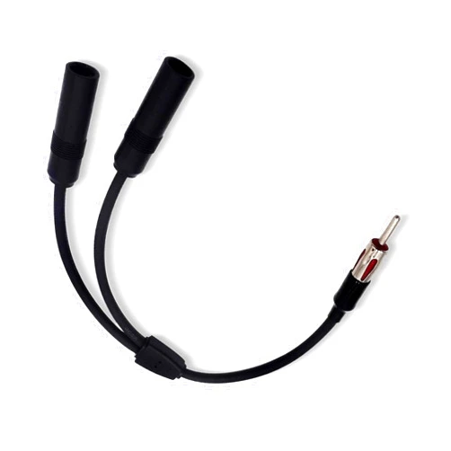 Getfay Pack-1 Car Y-shaped Antenna Cable Connector, 1 Male to 2 Female Antenna Extension Cable Adapter, AM FM Car Audio Radio Antenna Splitter Accessories, Universal for Cars and Trucks SUVs (Black)