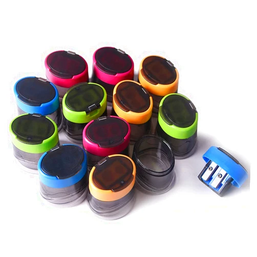 Sunvito Pencil sharpeners, [12 Pack] Double Hole Coloured Pencil Sharpener with Container, Safety Sealed Blade Sharpener with Cover, Rubber and Sharpener Manual Sharpener for Kids School Stationery Multipack