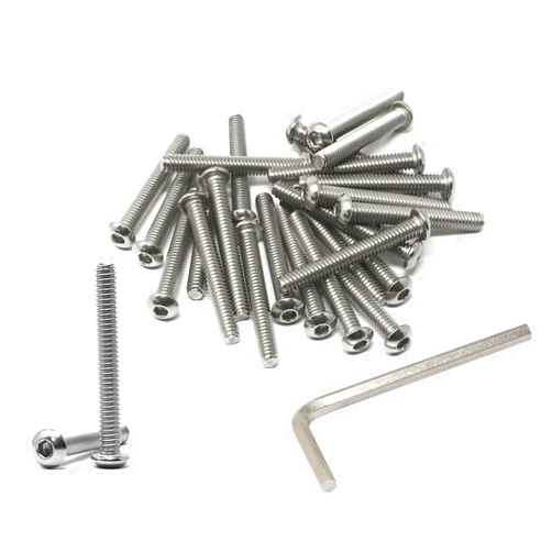 iexcell 25 Pcs 1/4-20 x 2 Stainless Steel 304 Hex Socket Button Head Cap Screws Bolts Kit