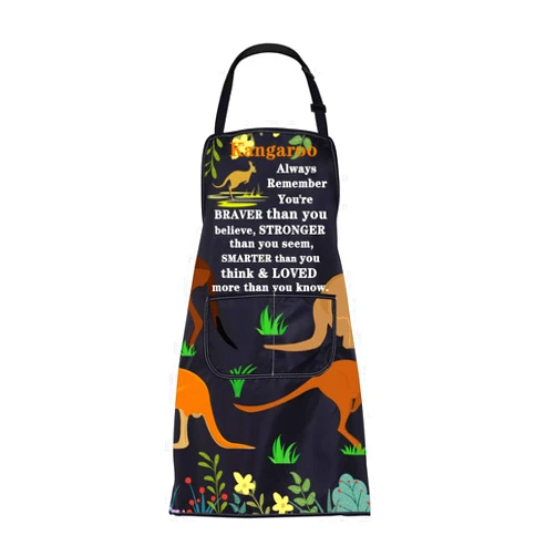 FUSTMW Kangaroo Apron Kangaroo Gift for Kangaroo Lover Apron Kangaroo Cooking Kitchen Chef BBQ Garden Apron with Pocket
