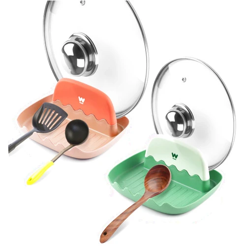 WINKIO Spoon and Lid Rest - 2 Packs Spoon Rest with Lid Holder, Neat & Drip-Free Spoon Rest for Countertop Stove Top, Heat-Resistant Utensil Rest for Spoons, Pot Lids, Spatulas, Utensils, Forks