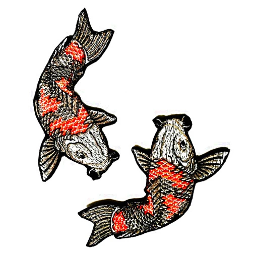 MeGaDee cartoon patch Carp Fish Set 2 Carp Koi Fish Japan Swimming Cartoon Kids Fashion for Hat Cap Polo 2.2/8X3.4/8 in MEGADEE Embroidered Applique Iron-on Patch for Jacket T Shirt Patch Sew Iron (Carp Fish Fantasy 002)