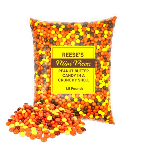CHAIN & JO SWEETS Reeces Pieces Peanut Butter Candy in a Crunchy Shell 1.5 Pounds - Candy For Kids Melting Chocolate Reeces Pieces in Crunchy Shell - Melting Chocolate Reeces Pieces Candy Melts - Crunchy Peanut Reeces Pieces Chocolate Cookie