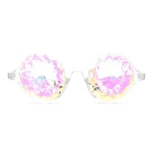 GloFX Kaleidoscope Glasses | Plastic Frame Diffraction Glasses with Glass Crystal Lens | 3D Prism Rainbow Effect - Great EDM, Concert, and Rave Accessory