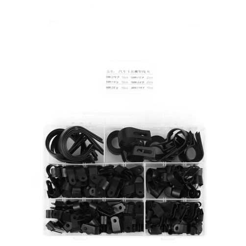 Walfront Cable Clamp 200pcs Nylon Plastic Cushion Insulated Clamp Rope Light P- Mounting Clips for Cable Conduit Kit(Black)