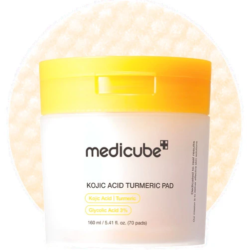 medicube Toner Pads Kojic Acid Turmeric Clarifying Toner Pad for Troubled Skin & Use After Spot Care, Soothing with Kojic Acid, Turmeric, Niacinamide, Glycolic Acid, Korean Skin Care, 70 Pads (1 Pack)