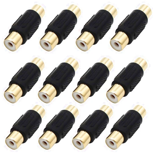 AIMHDUTY RCA Coupler 12-Pack, RCA Female to Female Adapter Gold Plated for RCA Cable Extension, Phono, Speaker, RCA Cable, Amplifier