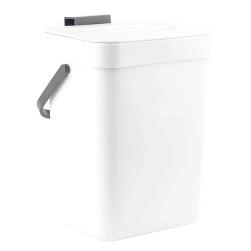 LALASTAR Mini Desktop Trash Can with Lid, Small Countertop Garbage Can, Plastic Tiny Tabletop Wastebasket for Office/Kitchen/Coffee Table, 3L/0.8 Gal, White
