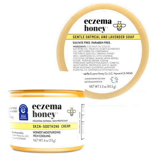 ECZEMA HONEY Original Skin-Soothing Cream & Oatmeal & Lavender Soap - Bundle for Sensitive Dry & Skin - Cruelty Free