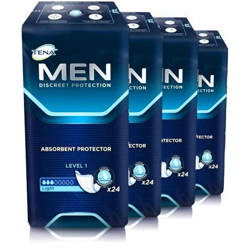 TENA MEN Incontinence Level 1 Underwear Protector- Absorbency Level1 Guard for Men- 24 Unit for Each Package, (Pack of 4-96 Count)