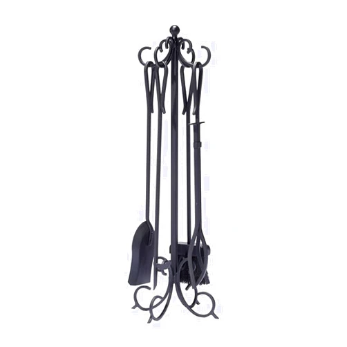 NtumLeap 4 Pcs Fireplace Tools Sets, Vintage Metal Fireproof Tools Wrought Iron Toolest, for Indoor Outdoor Back Porch Fire Pit Log Burner Side Decor, Poker, Tongs, Shovel, Brush