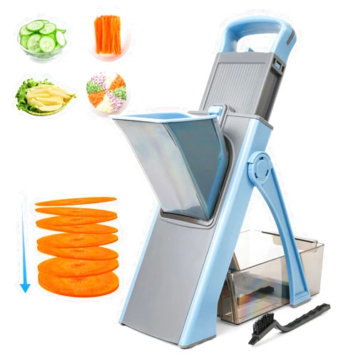 XAYCDEHN Upgrade Safe Mandoline Slicer Plus, Adjustable Potato Slicer, Vegetable Chopper Food Slicer, Fries Cutter, Veggie Salad Chopper Kitchen Chopping Artifact Christmas Gifts(Blue)