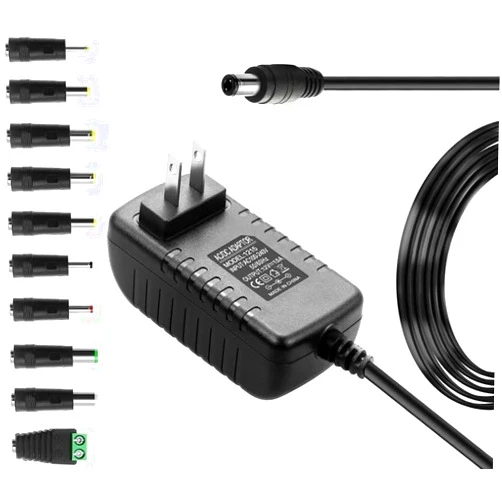 SUICINGU 12V 1.5A 1500mA DC Power Supply Adapter 12V AC Adapter 100-240V 50-60Hz to 12 Volt 1.5 Amp Power Supply Cord 4.9ft with 5.5mm x 2.5mm Barrel & 10 Sizes of Tips