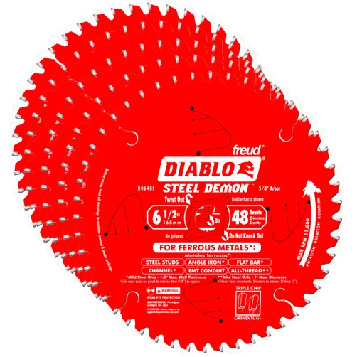 Freud D0648F Diablo 6-1/2-inch 48T Demon Ferrous Circular Saw Blades, 5-Pack