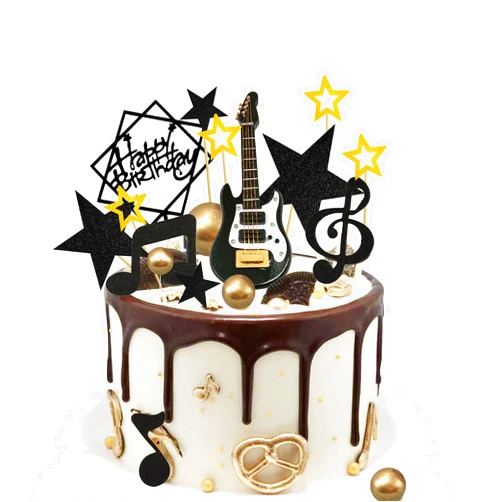 BANBALLON 24PCS Guitar Cake Toppers Music Note Birthday Cake Toppers 1:12 Guitar Model Decorations For Musician Party Birthday party Rock Theme Party