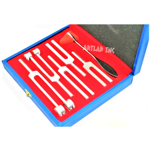 Cynamed Premium Tuning Fork Set of 6 - Diagnostic Instruments + Reflex Percussion Taylor Hammer+Beautiful Box