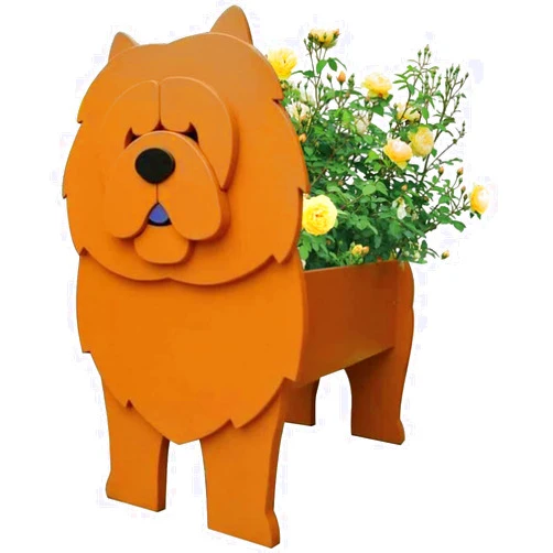 TTiiLoe Cute Dog Planter, Chow Chow Plant Pots, PVC Herb Garden Flower Pots, Dog Cartoon Shaped Plant Container Holder, Gifts for Pet Lovers, 24x18cm/9.44x7.08in