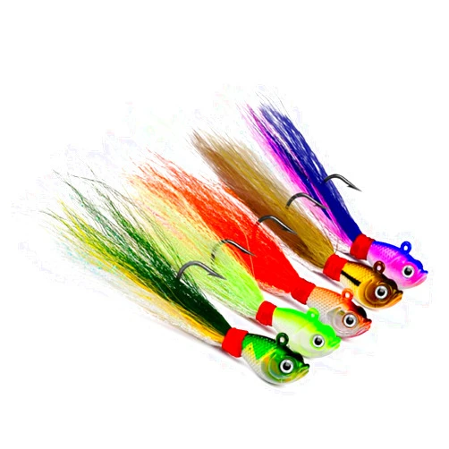 Naiveferry 5Pcs 1/2 Oz Bucktail Jigs, Saltwater Bucktail Hair Jigs Jig Head Kits Fishing Lure Baits Kit Fishing Tackle for Walleye Bass Crappie Freshwater Saltwater
