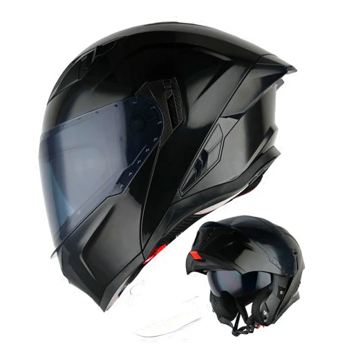 1Storm Motorcycle Street Bike Modular/Flip up Dual Visor Sun Shield Full Face Helmet + One Extra Clear Shield: KT928