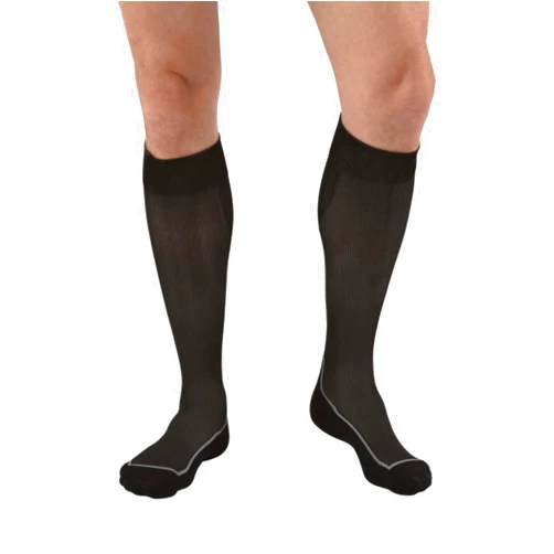 JOBST Sport Knee High 20-30 mmHg Compression Socks, Black/Cool Black, Large