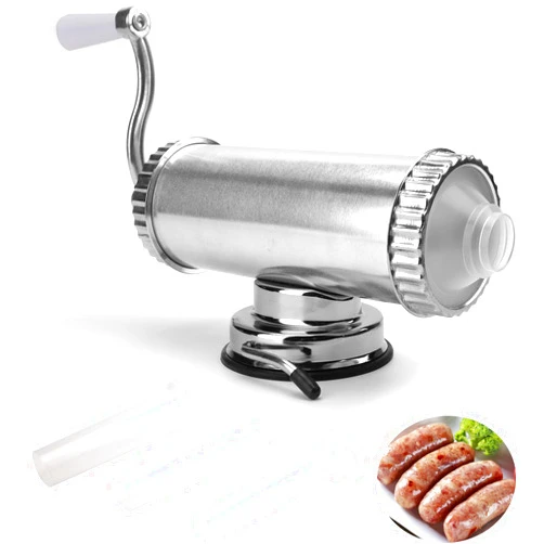 Lawei 2 LBS Sausage Stuffer - Horizontal Kitchen Stuffing Maker Stainless Steel Meat Sausage Machine for Household Commercial