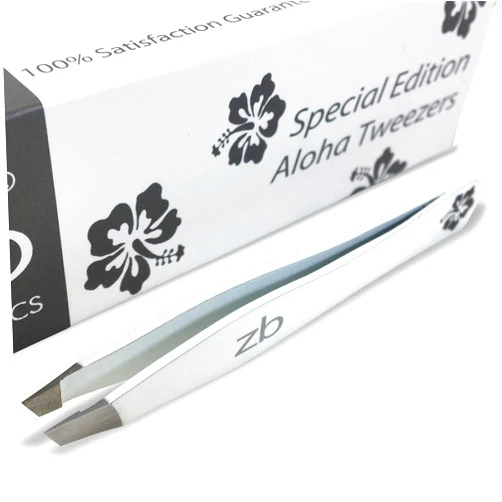 Zizzili Basics Tweezers - Special Edition Aloha Slant Tip Tweezer - Best Tweezers for Eyebrow, Facial Hair Removal and Your Precision Needs